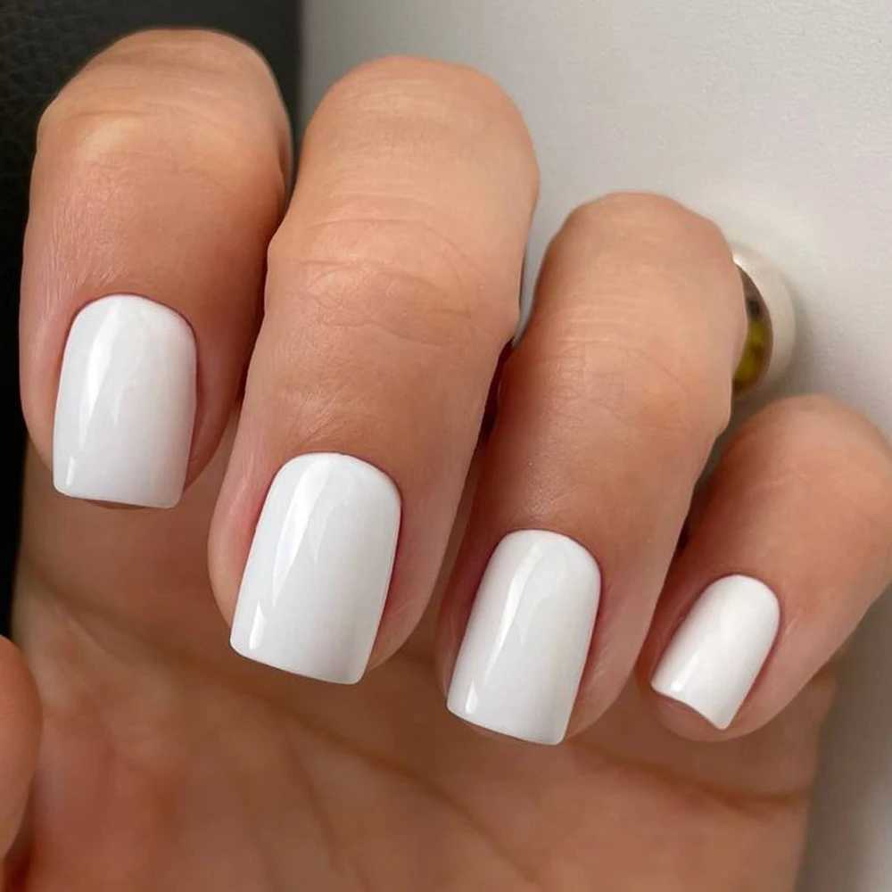 100Pcs Solid Color Pink/White Square Round False Nail Tips Full-Cover Short Acrylic Fake Nails Tip Press On Nails Fake NailsXJ241025