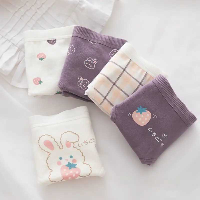 5PCS Kids Thin Cotton Antibacterial Panties Girl Soft Breathable Briefs 3+y Young Children Underwears Baby Cute Cartoon Knickers Y240821