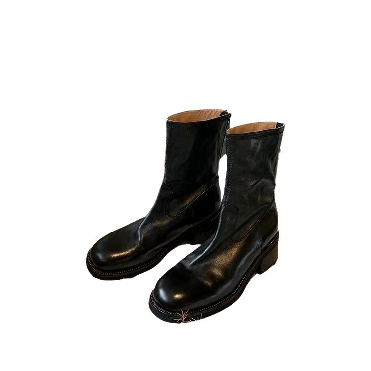 Ddmysports Wrinkled Orse Skin Explosive Price Grape Mom S Same Bottom Thick Eel Back Zipper Slim Short Boots For Women Autumn And Winter OUTDOOR