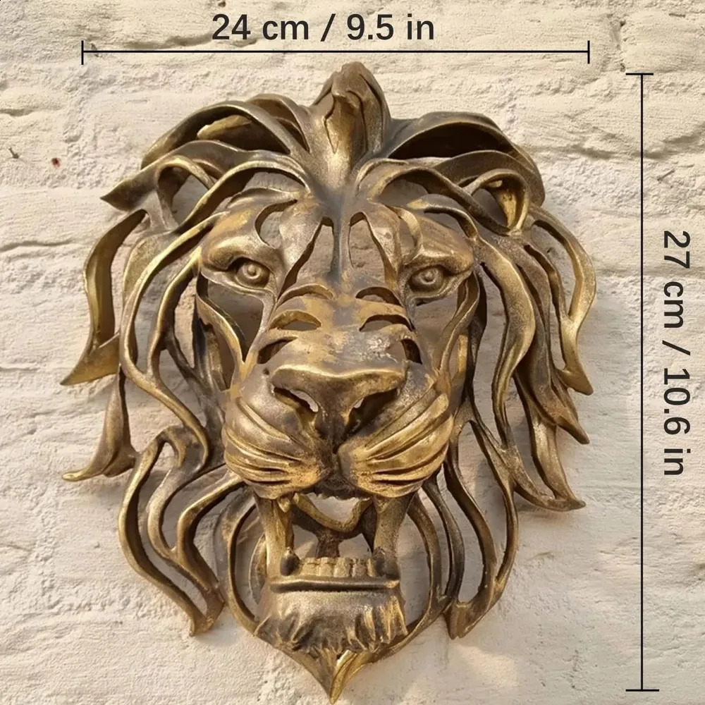 Gold Animal Head Wall Decor Wall Sculpture Home Decor Statue for Living Room Office Bedroom Modern Decor for Men Women Lion 240821