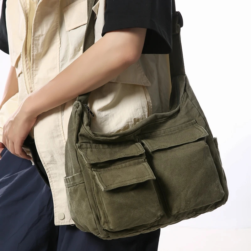 High Quality Canvas Shoulder Bags 100% Cotton Satchels Strong Crossbody Bags For Tooling Unisex Large Capacity Messenger Bags 240820