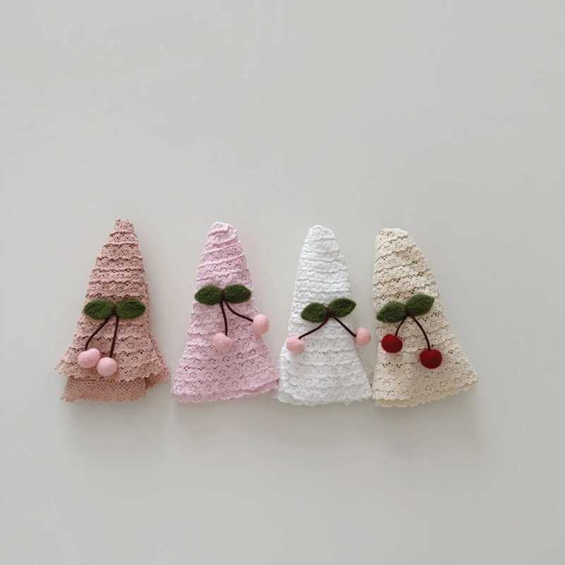 New Spring Summer Plush Cherry Baby Girls Sun Hat Adjustable Lace Hollow Out Baby Beach Bonnet Travel Outdoor Baby Bucket Cap M240821