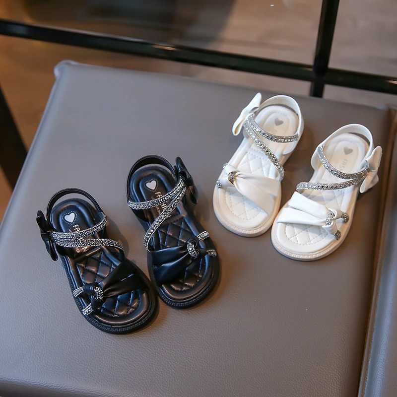 GCchildrens anti slip soft bottom crystal open toe princess sandals 2024 summer new fully matched fashionable sandals W240821