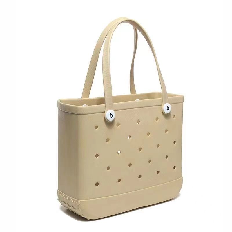 large Summer Bogg Waterproof Beach Bag New Rubber Beach Bags EVA with Hole Waterproof Sandproof Durable Open Silicone Tote Bag for Outdoor Beach Pool 