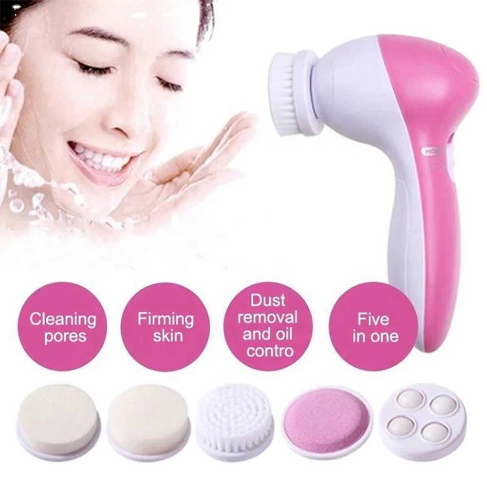 Electric Facial Cleaner 5 IN 1 Face Cleansing Brush Wash Machine Spa Skin Care Massager Blackhead Cleaning Facial Cleanser Tools Y240821