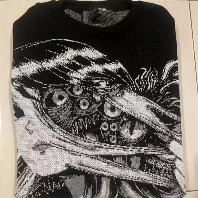Y2k European and American cartoon sweater high street anime girl printed oversized pullover female Harajuku retro knit hiphop s 240821