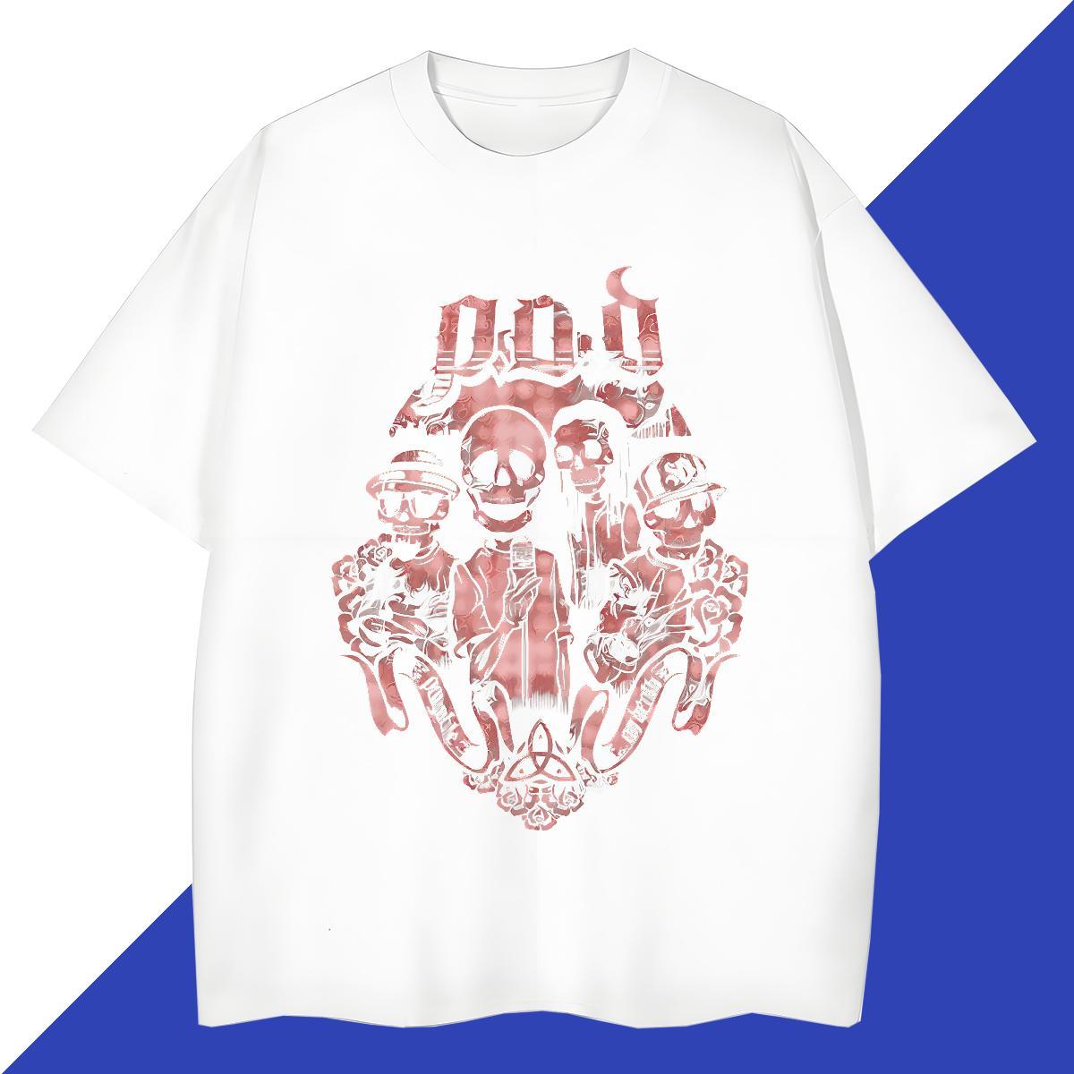 Wholesale Mens Tshirts 230g Cotton Spring Summer skull O Neck Short Sleeves Mens T Shirts Loose Fit Custom Anime Wear