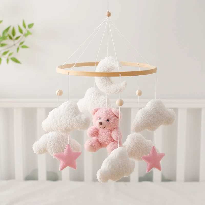 Crib Mobile Decor Cartoon Pink Bear Baby Mobile for Bassinet Baby 0 12 Months Toys Wooden Rattle Bed Bell Crib Mobile Arm BellXJ240817