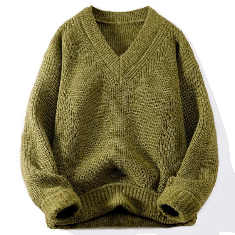 Solid color Vneck sweater thick fashionable trend pleated shape high and thin highquality fabric comfortable skin breathable 240821