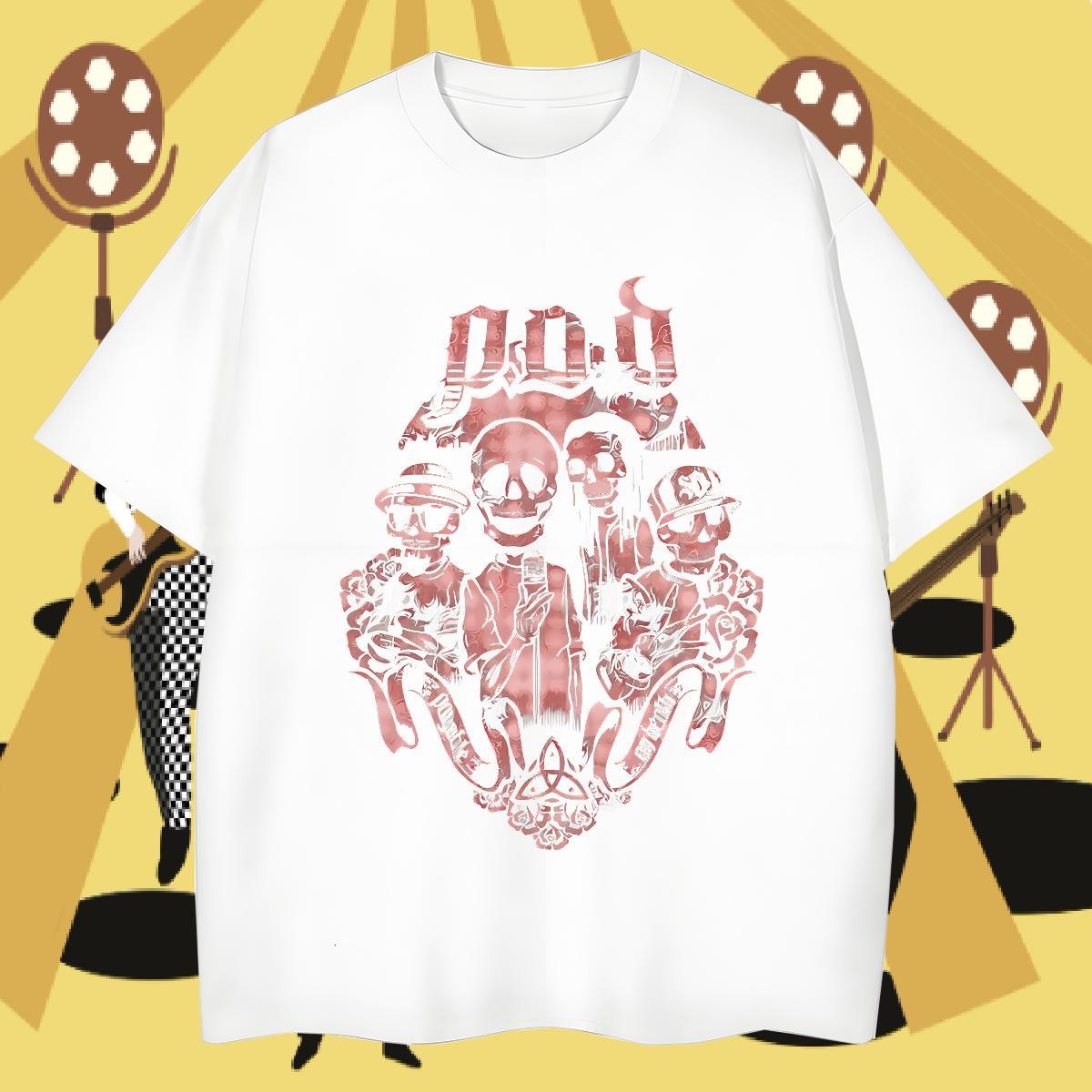 2024 DIY skull Men Tshirts 230g Cotton T-Shirts Plus Size Cartoon Casual O Neck Short Sleeves Comfortable Tees