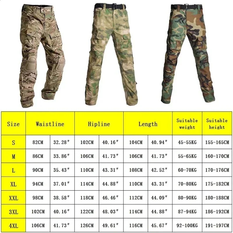 Outdoor camouflage tactical pants wearresistant hunting colored ball cargo air gun waterproof mens clothing 240821