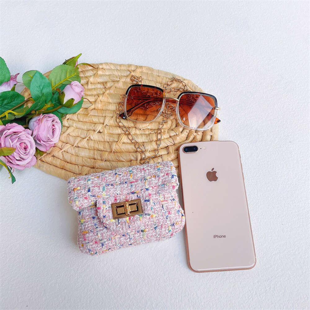 Girls' chain small fragrance style children's solid color mini bag, Korean version versatile single shoulder diagonal cross thick thread acc