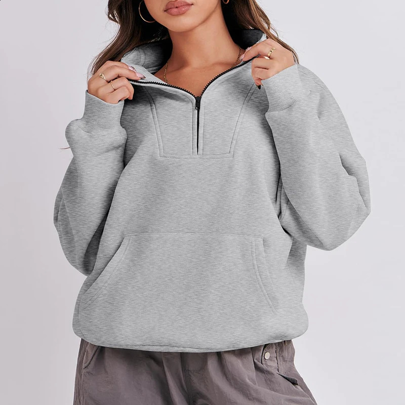 Womens Half Zip Sweatshirt Quarter Solid Color Cropped Pullover Fall Clothing 240821