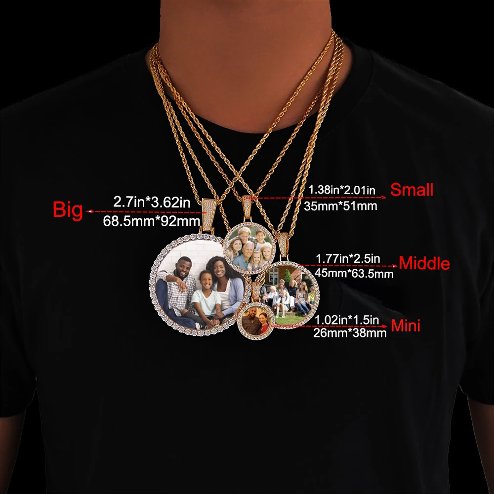 Free customization personalized po customization circular medal pendant hip-hop jewelry female memory picture necklace 240808