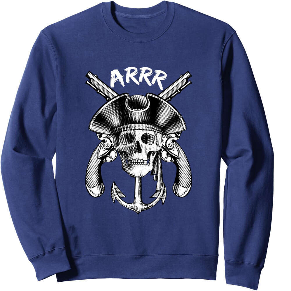 Long Sleeve Shirts for Men sweatshirt ARRR Pirtate With Pirate Skull Anchor Funny Gift Sweatshirt T shirt Tee Streetwear Casual tops clothes