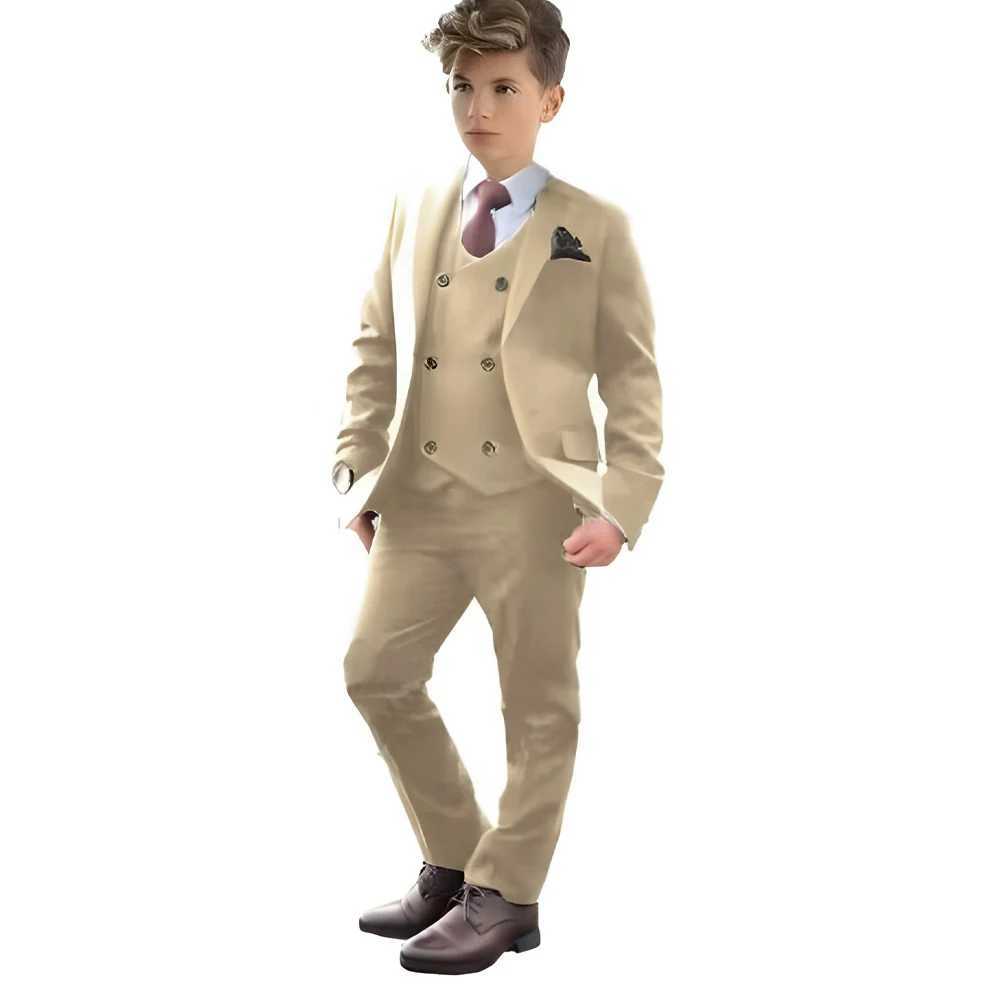 Suits Classic Solid Boys Pantsuit With Vest Single Breasted Newest Autumn Formal Outfit For Boys Wedding Guest Suit Set Ring Bearer