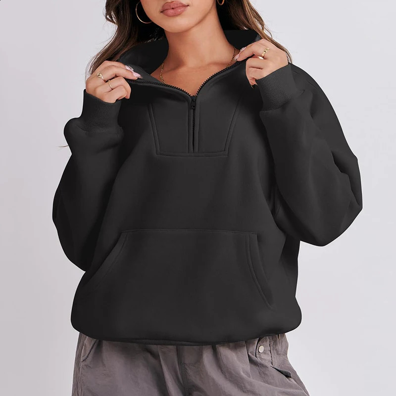 Womens Half Zip Sweatshirt Quarter Solid Color Cropped Pullover Fall Clothing 240821