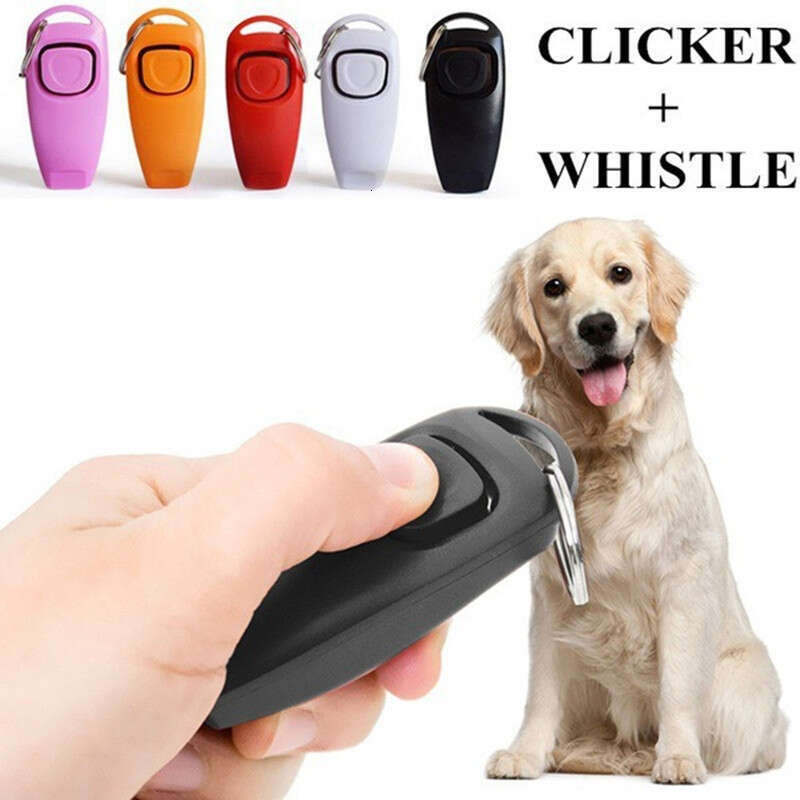 2 In 1 Whistle Clicker Dog Trainer Puppy Stop Barking Training Aid Tool with Key Ring Pet Supplies