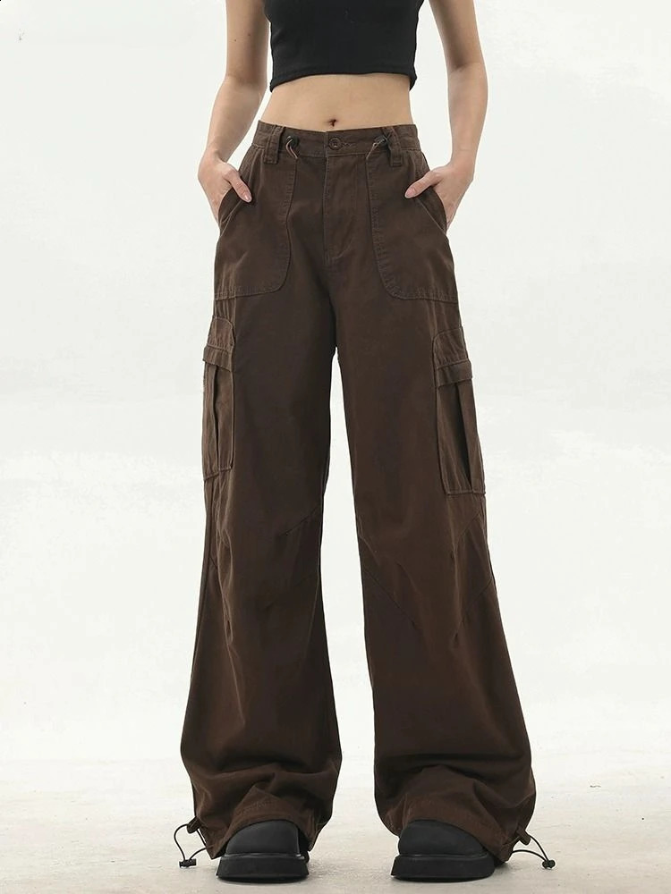 HOUZHOU Y2K vintage cargo pants womens bag high shooting jogging sports oversized Harajuku streetwear mens spring 240827