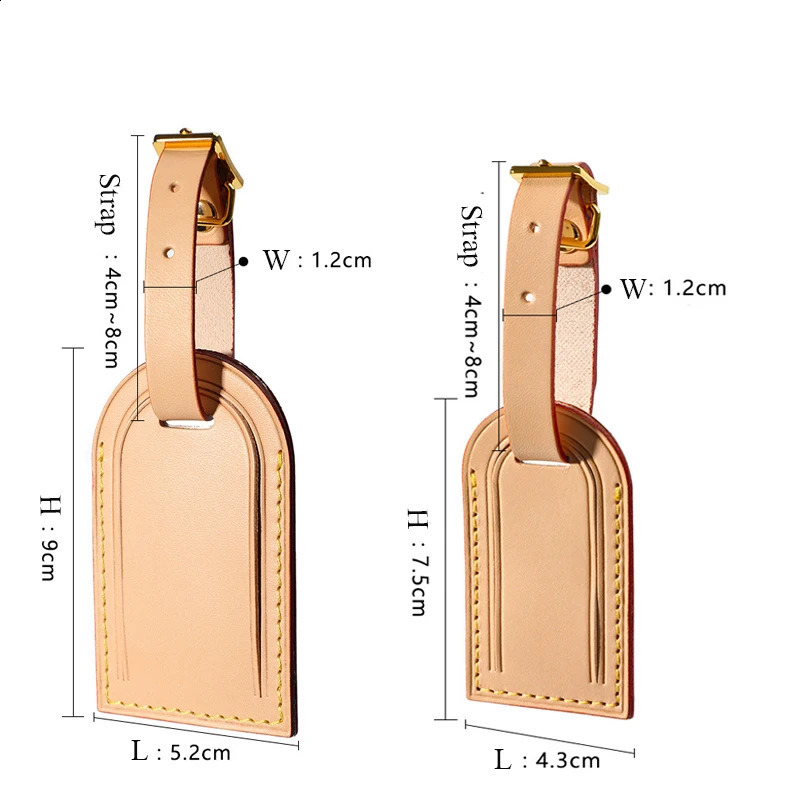 Free Monogrammed Vegetable Tanned Lage Aircraft Cow Boarding Travel Tag Trolley Case Leather Badge 240820 2921