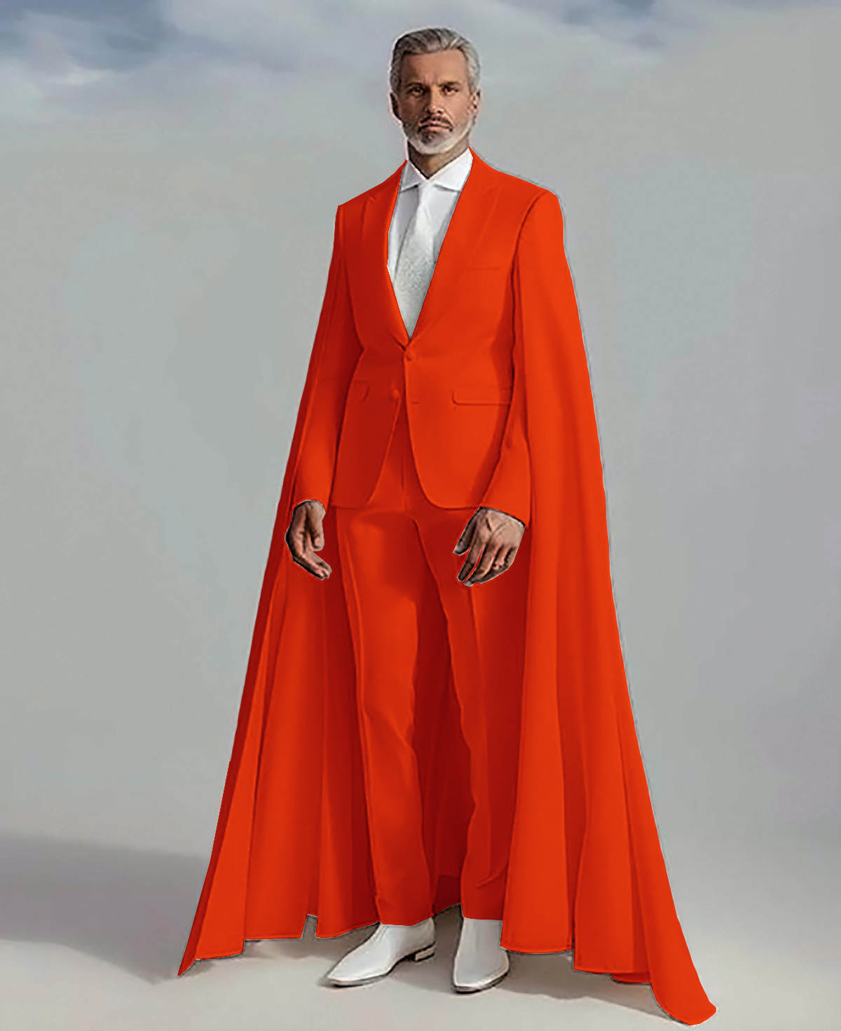 Fashion Groom Wedding Suits With Detachable Cloak 2 Pieces Slim Fit Peaked Lapel Mens Tuxedos For Banquet