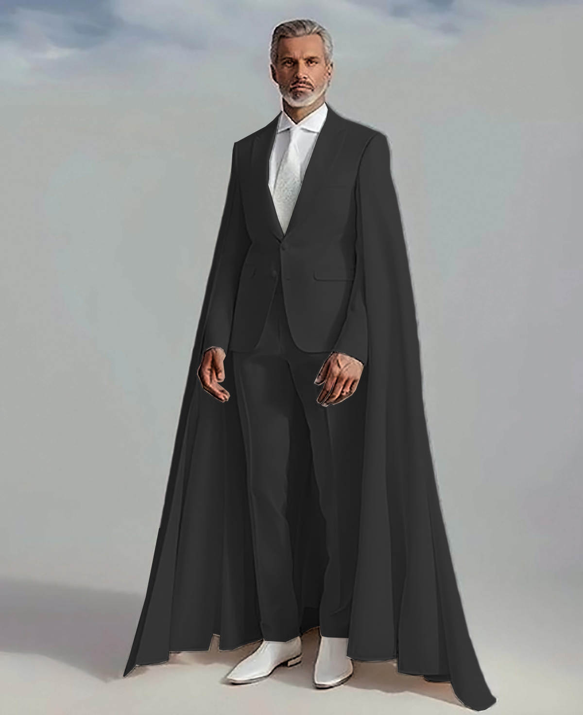 Fashion Groom Wedding Suits With Detachable Cloak 2 Pieces Slim Fit Peaked Lapel Mens Tuxedos For Banquet
