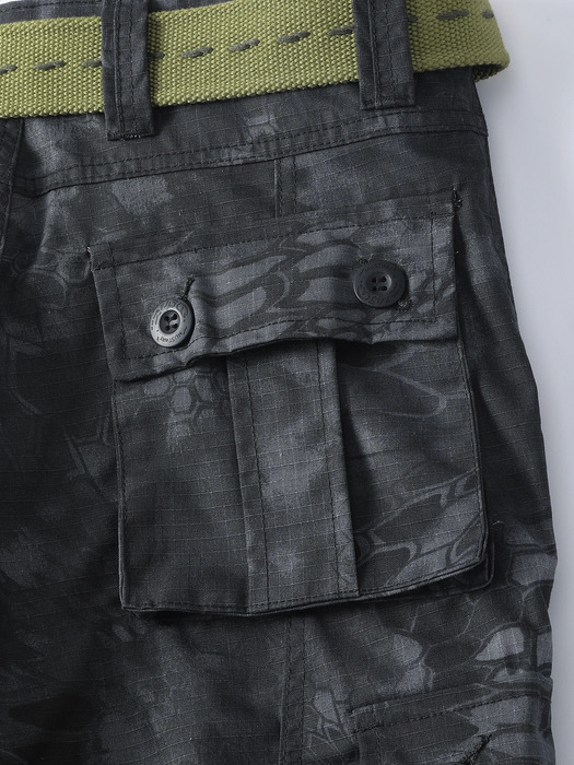AK Army Mens Fashion Snake Skin Camouflage Cargo Pants Multi Pocket Trouser for Outdoor Work and Street Wear Waistband 240821