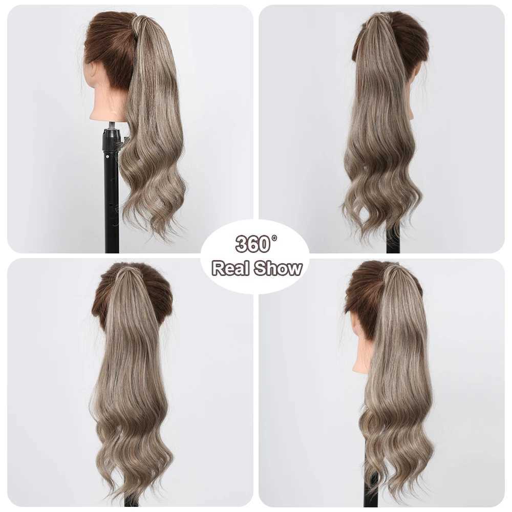 Brown synthetic wig mixed colors wave wrap fake tail hair flexible ponytail hair extension wig suitable for womens daily use W240817