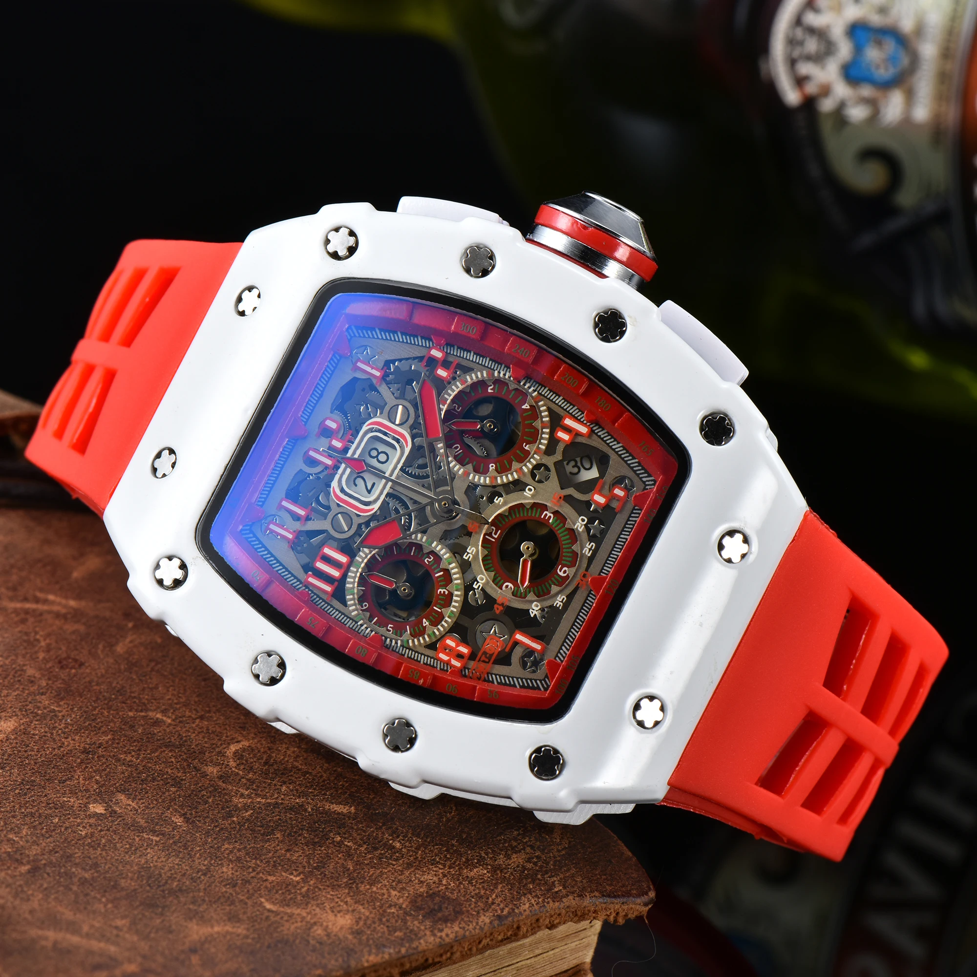 Quartz Ladies Ceramic Wrist Watches Business Multifunction Women Watch PU Leather White Strap Wristwatch Stain Resistant 138