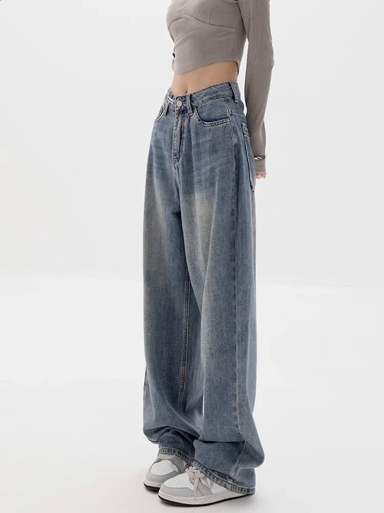 Baggy Jeans Women High Waisted Jeans Wide Leg Denim Pants Light Blue Loose Trousers 2024 Korean Casual Streetwear Y2K Fashion 240821