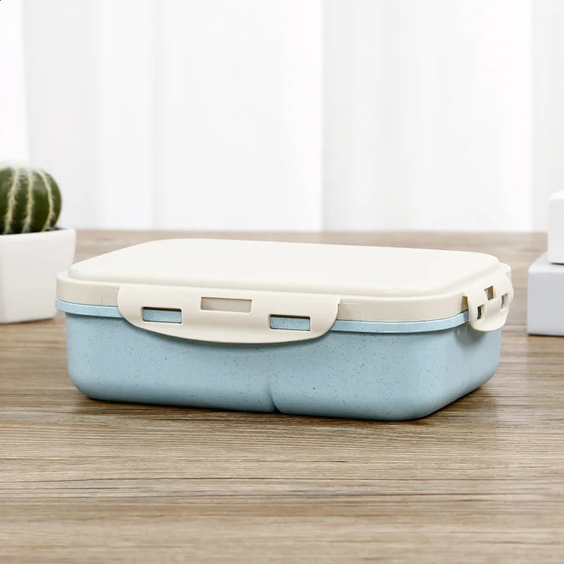 1000ml Microwave Lunch Box For Kids School Eco-Friendly BPA Free Wheat Straw Bento Box Kitchen Plastic Food Container Lunch Box 240821