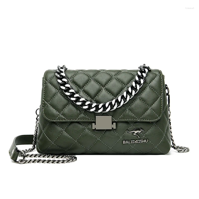 Bag Korean Fashion Rhombic Chain Women's Straddle Shoulder Broadcast Taschen Women Messenger Bags Leather Handbags Black