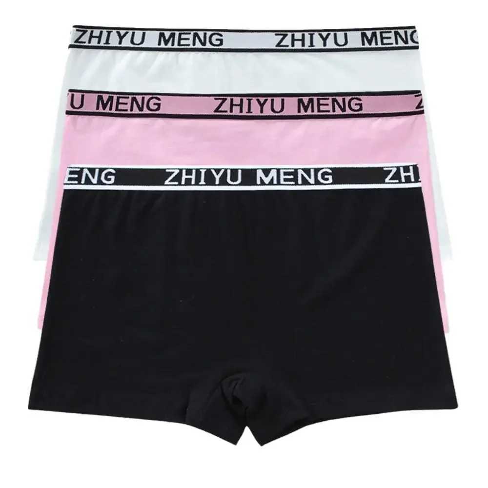 3PCS High School Girls Underwear Boxer Trousers Young Children Cotton Solid Color Base Student Breathable Underwear Kids Panties Y240821