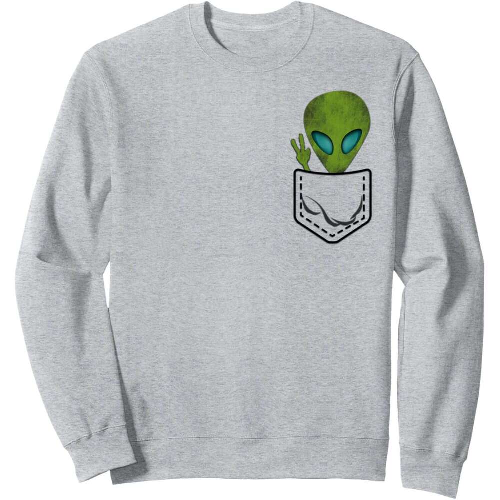 Long Sleeve Shirts for Men sweatshirt Alien Pocket Cool Funny Cute Peace UFO Gift Sweatshirt T shirt Tee Streetwear Casual tops clothes