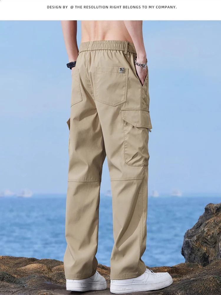 NStyle retro covers mens spring and summer loose multi pocket straight leg daily lazy suspender casual pants 240821
