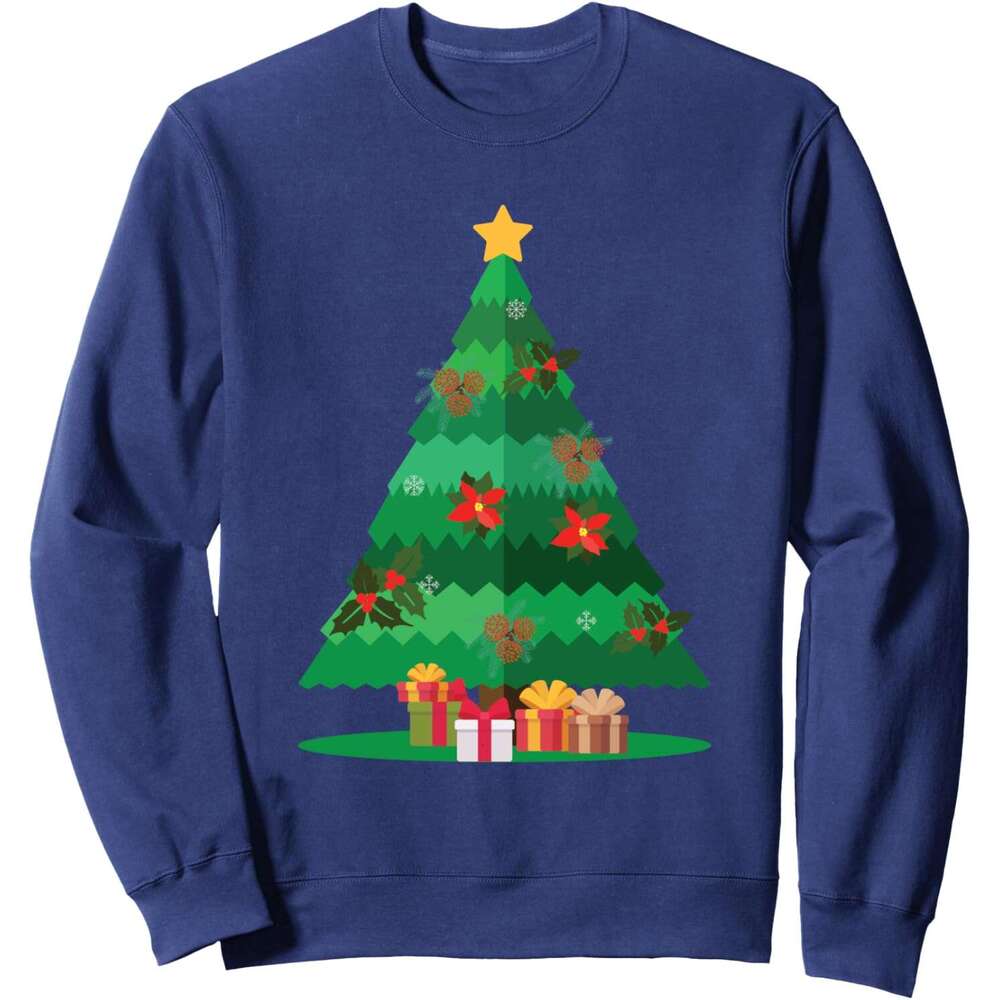 Long Sleeve Shirts for Men sweatshirt Christmas Tree With Gift Boxes On The Foot Cartoon Sweatshirt T shirt Tee Streetwear Casual tops clothes