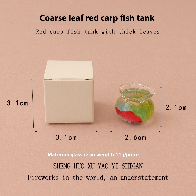 Miniature Simulation Mini Glass Koi Water Grass Fish Tank Cute Healing Micro Landscape Baby House Decoration Ornament OB11