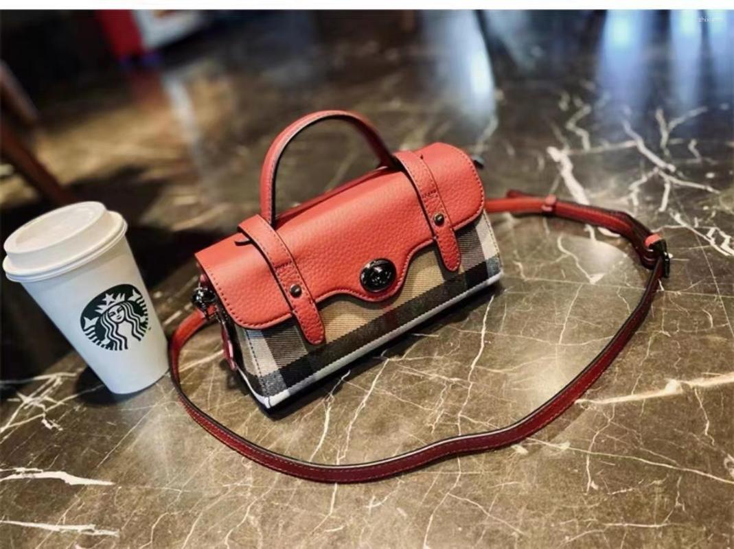 Bag Genuine Leather Canvas Pillow Plaid Classic Bucket Portable Messenger 8968 zhanyishengli