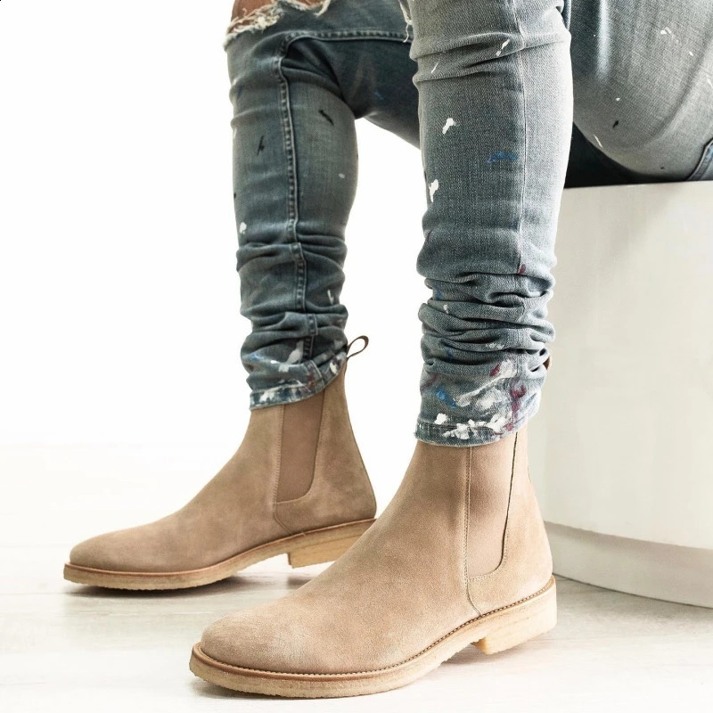 Lovers genuine leather Chelsea boots womens round heel with cowhide finish business short boots size 35- ankle boots 240821