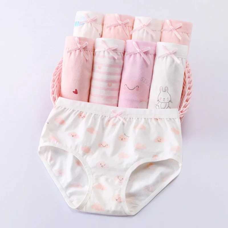4PCS Girl Antibacterial Panties Summer 3-8Y Young Children Cotton Underwears Soft Kids Thin Breathable Briefs Baby Cute Knickers Y240821