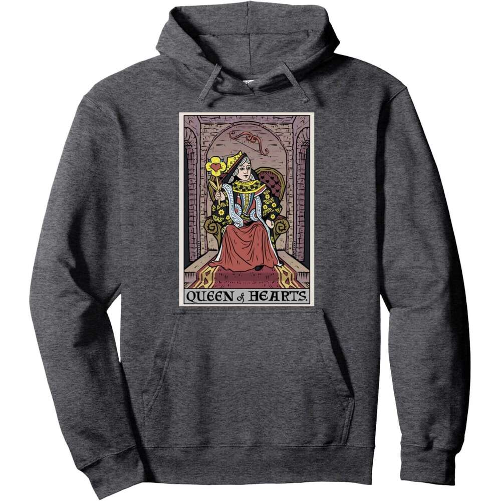Hoodie for Mens Womens Queen of Hearts Tarot Card Valentine Couples Witchy Women Pullover Hoodie Graphic Hoodies Sweatshirt Pullover Long Sleeve