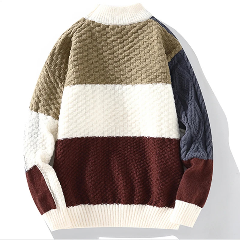 Japanese Vintage Sweater for Men Loose Fit Patchwork Knit Pullover Autumn Winter Casual Knitted Top Men Women Jumper 240821