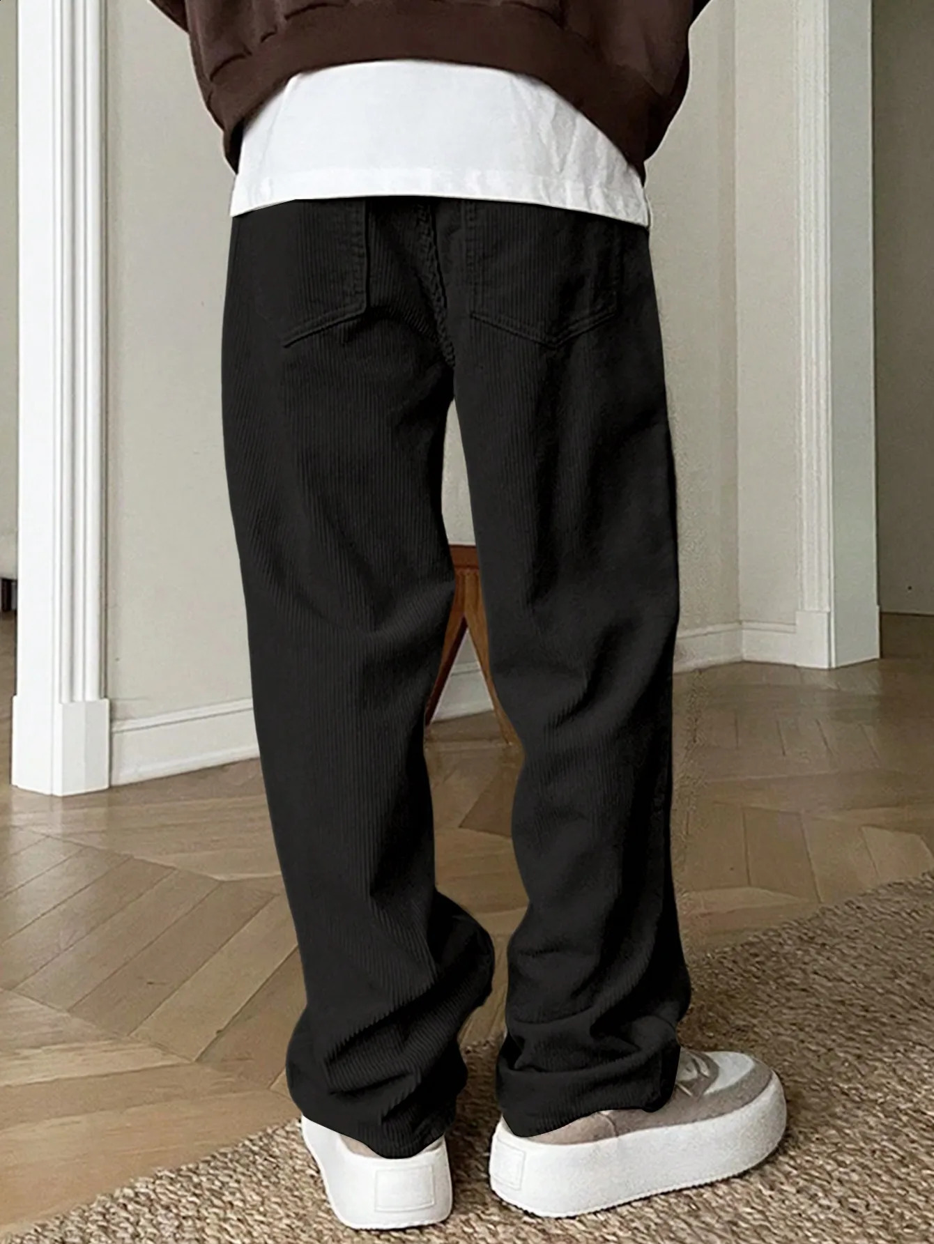 Mens diagonal pocket Corduroy wide leg autumn pants 240821