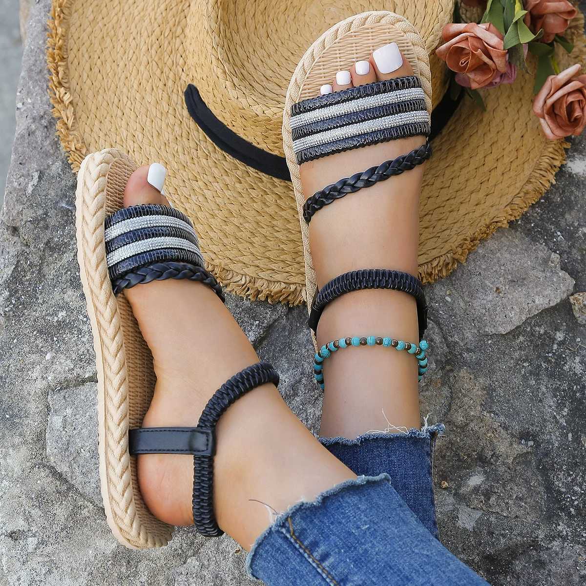 Womens fashion trend non-slip wear comfortable soft soled flat sandals CL240806