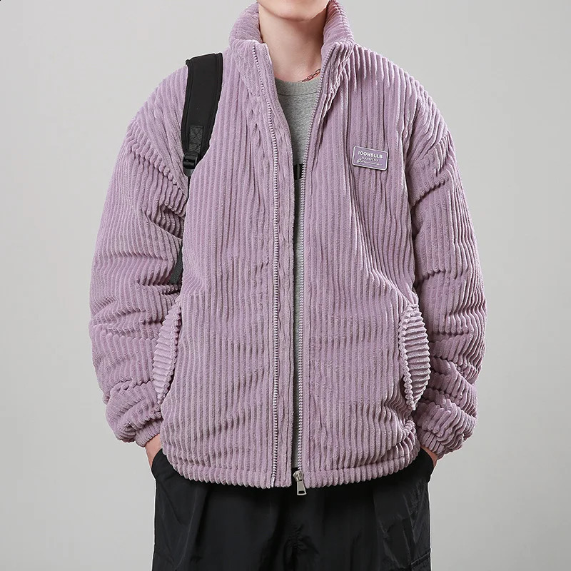 Mens Cotton Padded Thicken Warm Parkas Winter Corduroy Jackets Casual Windbreaker Male 240907