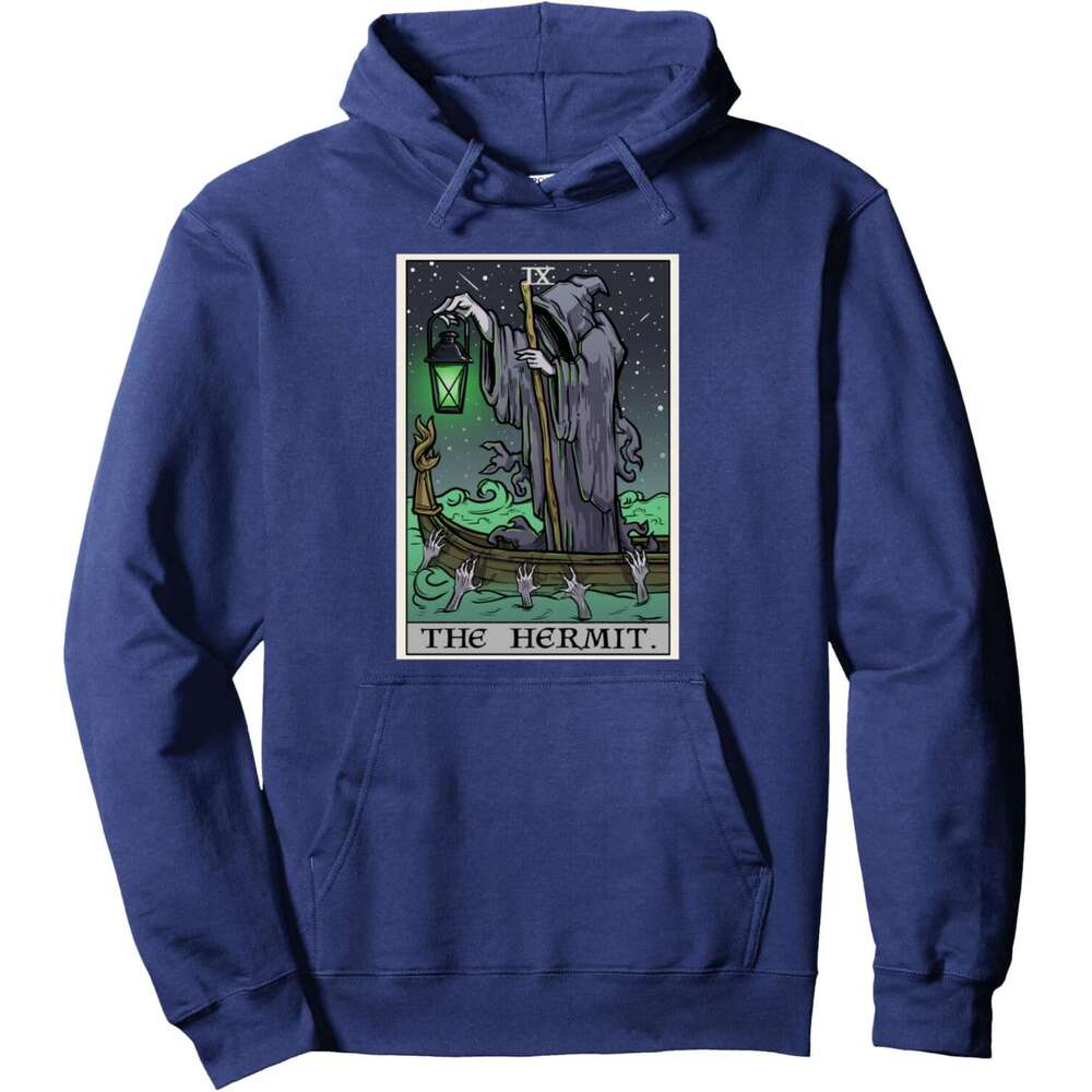 Hoodie for Mens The Hermit Tarot Card Gothic Halloween Grim Reaper Horror Pullover Hoodie Graphic Hoodies Sweatshirt Long Sleeve 2025