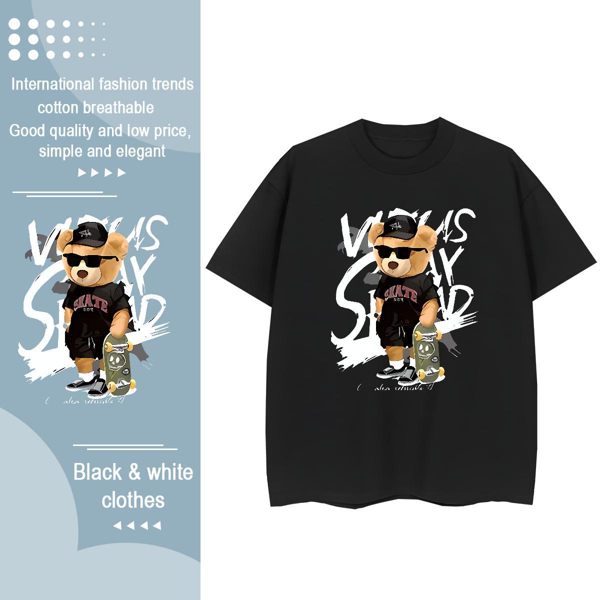 New Arrival Woman T Shirts Breathable Short Sleeve 230g 100% Cotton Couples T Shirts Oversized bear Sports Street Wear Lady Clothes