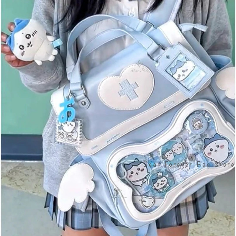 Y2K Cute Transparent Ita Bag Womens Lolita Backpack Kawaii Girls Pocket DIY Display Shoulder Rucksack Doll Handbag 240820