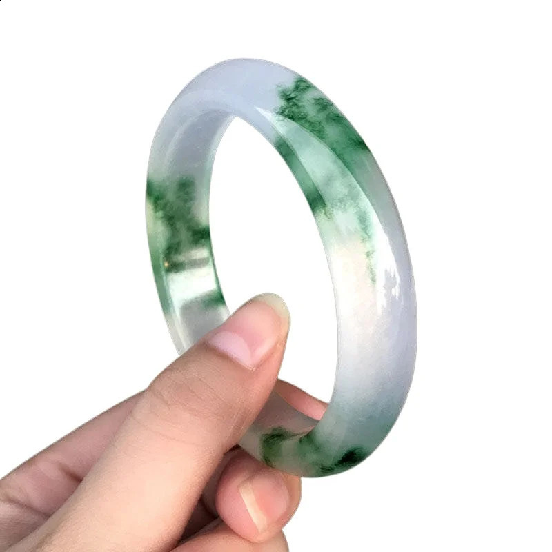 Emerald Jade Bracelet Ice Seed Floating Flower Womens Simple Temperament 240813