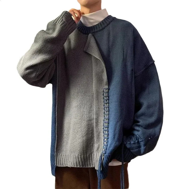 Retro American colored zipper sweater mens autumnwinter niche n sensual style knitted top 240821